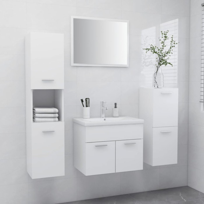 vidaXL Set mobilier de baie, alb, lemn prelucrat 3071090