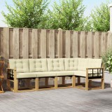 vidaXL Set Canapele Exterior Lemn Acacia 5 Piese Alb Crem Pernă Confortabilă Textilene Durabil