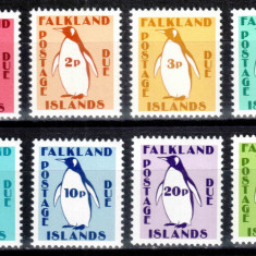 Falkland 1991, PORTO, Mi #1-8**, fauna, pasari, pinguini, MNH! Cota 5,90 €!