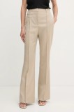 BOSS pantaloni de l&acirc;nă culoarea bej, drept, high waist, 50543311