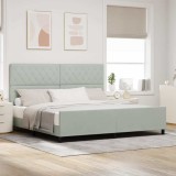 VidaXL Cadru de pat cu headboard Gri deschis 200 x 200 cm Catifea
