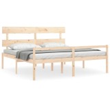Cumpara ieftin Cadru de pat senior cu tablie, 200x200 cm, lemn masiv