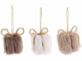 Cumpara ieftin Set 3 ornamente brad Craciun textil multicolor cm 4,5 x 4,5 x 5 H