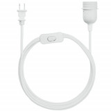 Cablu adaptor 15m cu priza E26 si intrerupator, Kwmobile, Alb, PVC, 52512.114.01