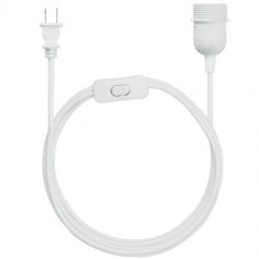 Cablu adaptor 15m cu priza E26 si intrerupator, Kwmobile, Alb, PVC, 52512.114.01 foto