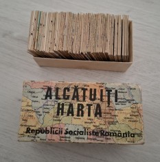 JOC VECHI ROMANESC - &quot;ALCATUITI HARTA R.S.R. ADMINISTRATIVA&quot; - COMPLET - 88 CARTONASE - COLECTIE - COMUNIST - RETRO