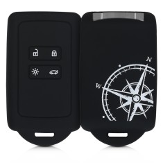 Husa Cheie Auto pentru Renault / Dacia - 4 Butoane - Keyless Go, Silicon, Negru, 49769.09