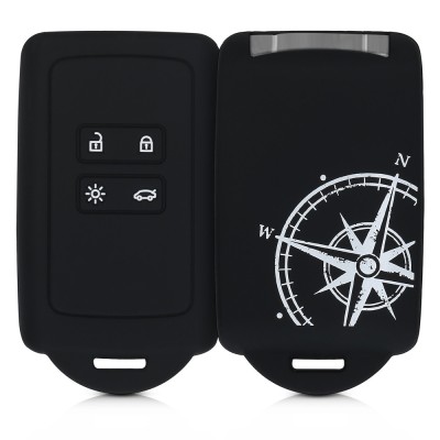 Husa Cheie Auto pentru Renault / Dacia - 4 Butoane - Keyless Go, Silicon, Negru, 49769.09 foto
