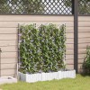 vidaXL Ghiveci Grădină cu Spalier, 3 piese, Alb, 120x40x125.5 cm, Interior/Exterior, Plastic Texturat, Dreptunghiular