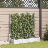 vidaXL Ghiveci Grădină cu Spalier, 3 piese, Alb, 120x40x125.5 cm, Interior/Exterior, Plastic Texturat, Dreptunghiular