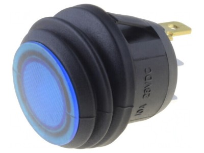 Comutator Basculant Albastru cu LED 10A 28VDC IP65 foto