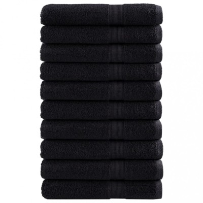 vidaXL Prosoape premium SOLUND 10 buc. negru 100x200 cm 600 gsm foto