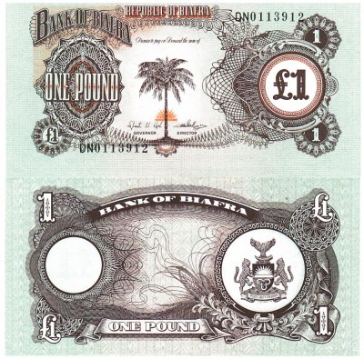 Biafra 1 Pound 1968-69 P-5 UNC foto