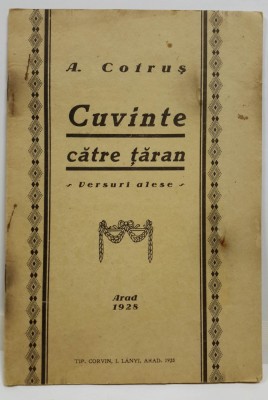 Aron Cotruș, CUVINTE CĂTRE ȚĂRAN, Arad, 1928 foto
