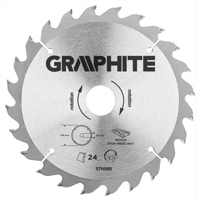 Panza ferastrau circular 24 dinti varfuri HM 190x30mm GRAPHITE 57H668 HardWork ToolsRange foto