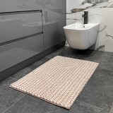 Cumpara ieftin Covoras Baie Melody Marime 55 X 80 cm, Microfibra, Roz pudrat cu Alb