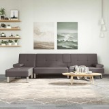 Canapea extensibilă &icirc;n formă de L gri 255x140x70 cm piele eco