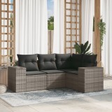 Gossi set canapea de gradina cu perne, 4 piese, gri, poliratan