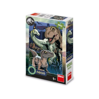 Puzzle 100 piese, neon, Jurasic World &amp;ndash; DINO TOYS foto