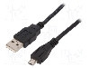 Cablu USB A mufa, USB B micro mufa, USB 2.0, lungime 0.5m, negru, QOLTEC - 50498