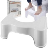 Taburet ergonomic pentru WC Ruhhy, suport picioare antiderapant alb
