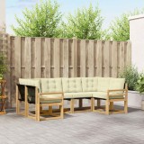 vidaXL Set 6 Canapele Exterior Alb Crem Lemn Acacia Textilene Gradina Terasa