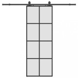 Usa glisanta cu set de feronerie neagra 76x205 cm Sticla ESG