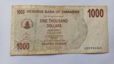 Zimbabwe -1000 dollars 2007 foto