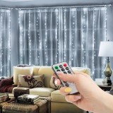 Perdea luminoasa de Craciun 300 LED-uri alb rece, pentru exterior sau interior