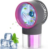 Ventilator portabil cu pulverizare, cu rezervor de apă de 350 ml și lumină de noapte, cu 3 viteze pentru acasă, birou, pescuit, utilizare &icirc;n exterior
