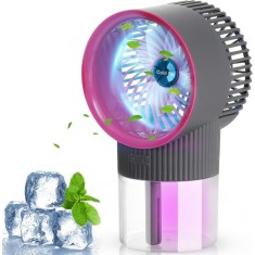 Ventilator portabil cu pulverizare, cu rezervor de apă de 350 ml și lumină de noapte, cu 3 viteze pentru acasă, birou, pescuit, utilizare &icirc;n exterior