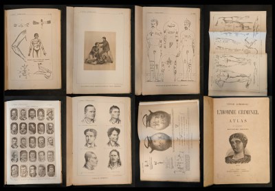 1888 Cesare Lombroso L&amp;#039;HOMME CRIMINEL Atlas rar 15pag +40 planse Omul Criminal Criminalistica tipologii fizionomii tatuaje grafologie statica Franceza foto