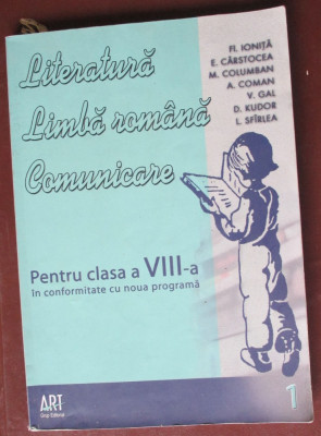 Literatura. Limba romana. Comunicare pentru clasa a 8-a foto