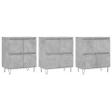 Servante, 3 piese, gri beton, lemn prelucrat