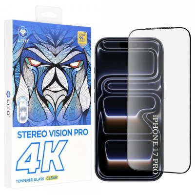Folie de protectie Ecran Lito D+ Max 4K pentru Apple iPhone 17 Pro, Sticla Securizata, Full Glue, Neagra foto