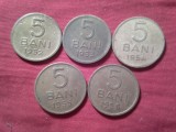 5 Monede 5 Bani RPR 1952 cal.slaba , 1953, 1954 , 1955 , 1956 cal. f.buna