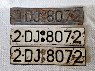 Numere inmatriculare auto perioada comunista, placute nr auto vechi - o tripla foto