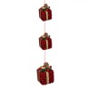 Decoratiune Craciun Ghirlanda Rosu/Auriu, Set 3 Bucati, 63cm, Spuma, Panglica Glitter, Ornamente Brad/Perete