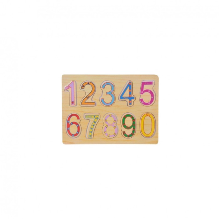 Puzzle din lemn, numere colorate si denumiri in engleza
