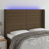 vidaXL Tăblie de pat cu LED, maro &icirc;nchis, 147x16x118/128 cm, textil