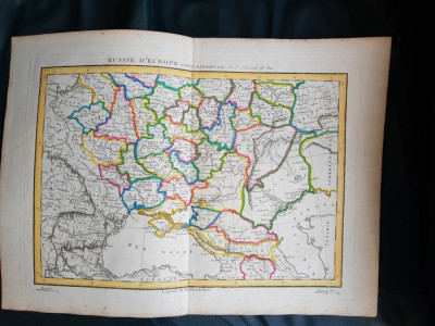 Harta a principatelor romanesti, Rusiei si Marii Negre, tiparita in 1813 foto