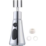 Extensie de robinet, functie economizor, 3 moduri de pulverizare a fluxului de apa, montaj usor, argintiu