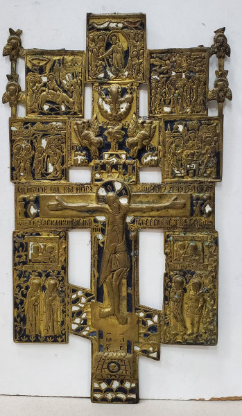 Rastignirea lui Iisus si alte 7 Scene, Crucifix din Bronz, Rusia, cca 1900