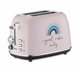 Prajitor de paine Toaster TRISA Good Vibes 7371.8612, 6 nivele rumenire, Tava firimituri, Roz - NOU