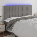 Tablie de pat cu LED, gri &icirc;nchis, 160x5x118/128 cm, textil GartenMobel Dekor, vidaXL
