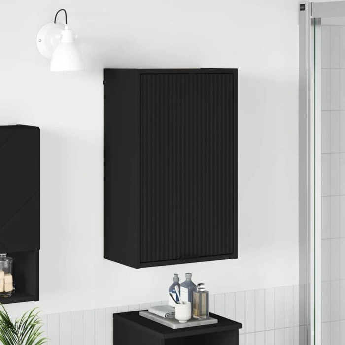 vidaXL Dulap de Baie Pe perete Negru 39 x 23.5 x 65 cm Lemn compozit