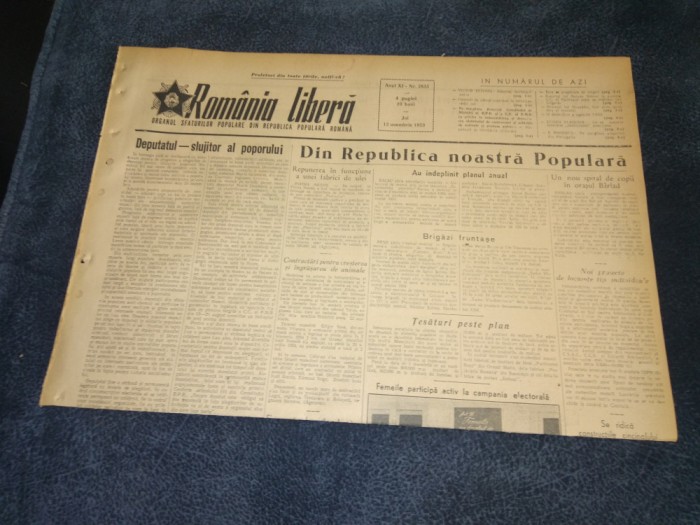 ZIARUL ROMANIA LIBERA 12 NOIEMBRIE 1953