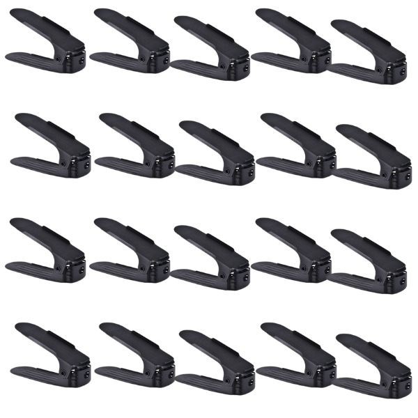 Set 20 buc, Organizator, Suport pentru Incaltaminte, Reglabil 3 Pozitii, Dublare Spatiu Depozitare, 6&times;25.5&times;11/17 cm, Negru