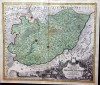 Harta Marchionatus Moraviae Circulus Hradistiensis, Johann Baptist Homann, Gravura 1720, 47.9x56.5cm