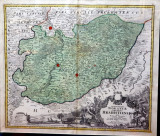 Johann Baptist Homann, Marchionatus Moraviae Circulus Hradistiensis quem mandato caesareo accurat&egrave; emensus hac mappa delineatum - Harta cca. 1720